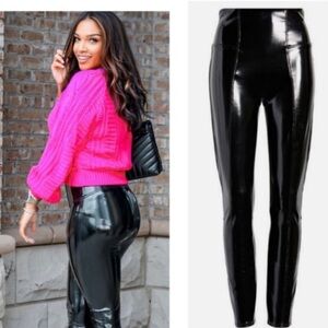 SPANX faux patent leather leggings black SIZE XL 1295